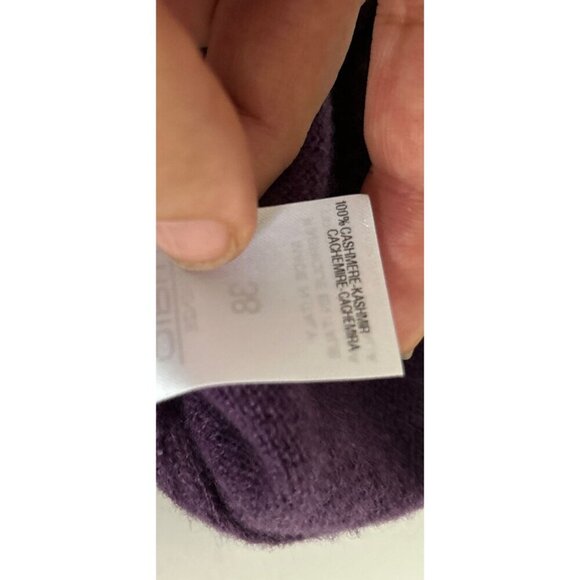 MALO 100% Cashmere Purple 3/4 Sleeve Knit Sweater Dress Pockets Size 38 - Picture 11 of 13